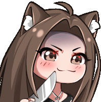 a cartoon drawing of a girl with cat ears holding a knife