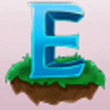 the letter e is on a piece of grass .