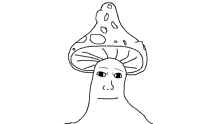 a drawing of a mushroom with a face on it