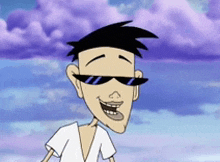 a cartoon of a man wearing sunglasses and a white shirt