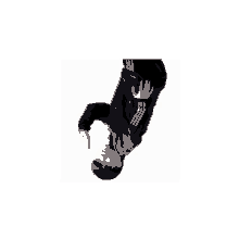 a person is doing a handstand upside down on a white background .