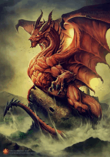 a painting of a red dragon by carlos herrera in 2014