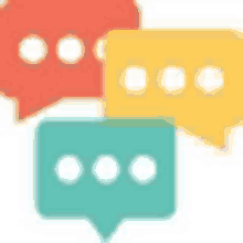 three colorful speech bubbles with white dots on them are sitting next to each other on a white background .