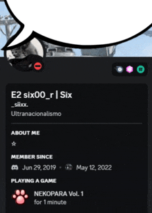 a screenshot of a person 's profile that says e2 six00_r_i six