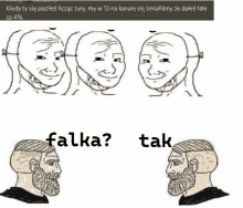 a drawing of a man with a beard and the words falka