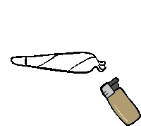 a cartoon drawing of a cigarette and lighter