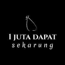 a black and white logo with the words `` i juta dapat sekarang '' and a hook .