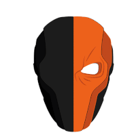 a black and orange mask with a hole in it