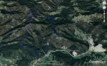 an aerial view of a mountain range with a google earth link