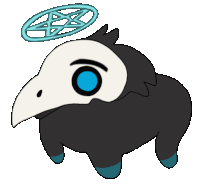 a drawing of a sheep with a pentagram on it 's head