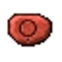 a pixel art of a red circle with a circle in the middle on a white background .