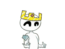 a cartoon character with a crown on his head is giving a thumbs up