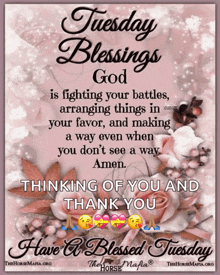 a tuesday blessings god is fighting your battles arranging things in your favor