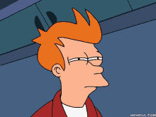 fry from futurama is shown with his eyes closed and a memeful.com logo in the corner