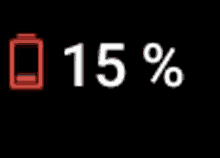 a black background with a red battery and white letters that say fifteen percent .