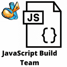 a logo for the javascript build team with a ruler and a helmet