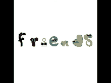 a white background with the word friends written in a cartoon style