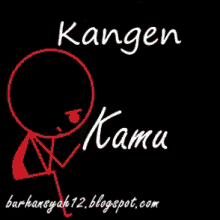 a picture of a stick figure with the words kangen kamu on it