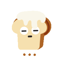 a cartoon drawing of a slice of bread with icing on it