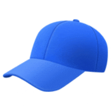 a blue baseball cap with a curved brim on a white background