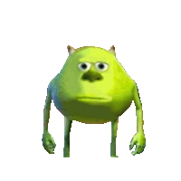 mike wazowski from monsters inc with a sad face