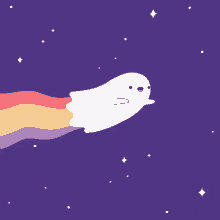 a cartoon ghost with a rainbow coming out of its mouth