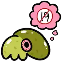 a cartoon drawing of a turtle with a thought bubble that says 19