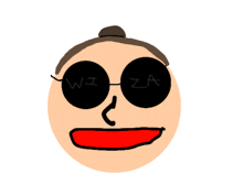 a cartoon drawing of a woman 's face with wi za written on her sunglasses