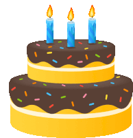 a birthday cake with three candles and sprinkles on top