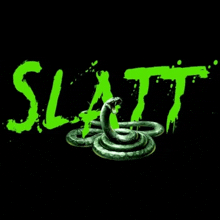 a snake is surrounded by the word slatt on a black background