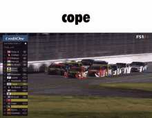 a screenshot of a race with the word cope on the bottom