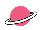 a pink planet with a white ring around it