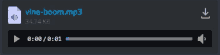 a screenshot of a vine-boom.mp3 file on a computer