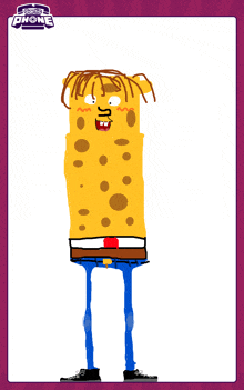 a drawing of a spongebob squarepants character with a toon phone logo in the background