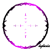 a purple circle with the words dyslexic on the bottom