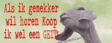 a picture of a sheep with its tongue out and the words als ik gemekker will horen koop ik wel een gett