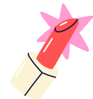 an illustration of a red lipstick with a pink star on it