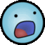 a pixel art drawing of a surprised face with its mouth open