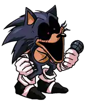 a cartoon drawing of sonic the hedgehog holding a microphone with his mouth open