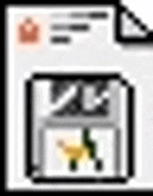 a pixel art icon of a document with a shopping cart on it