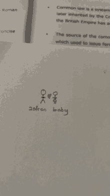 stick figures are drawn on a piece of paper with the words zofran baby