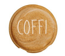 a circle of coffee with the word coffi on it