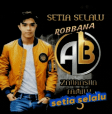 a man in a yellow jacket is standing in front of a logo for robbana ab