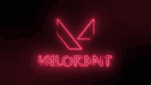 a red neon sign that says valorant on a dark background