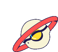 a cartoon drawing of a fried egg with a red ring around it