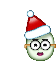 a cartoon character is wearing a santa hat and glasses