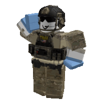 a roblox character is wearing a police uniform