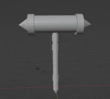 a 3d model of a hammer with a red line going through it