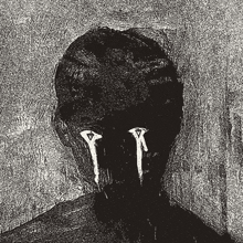 a black and white drawing of a person 's back with tears coming out of their eyes .