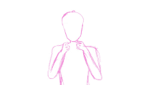 a pink drawing of a person 's torso with a white background